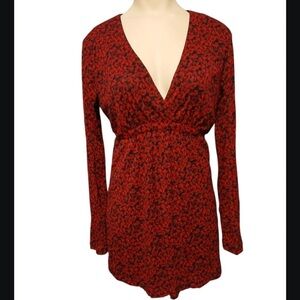 New York & Company Red and Black Midi Dress